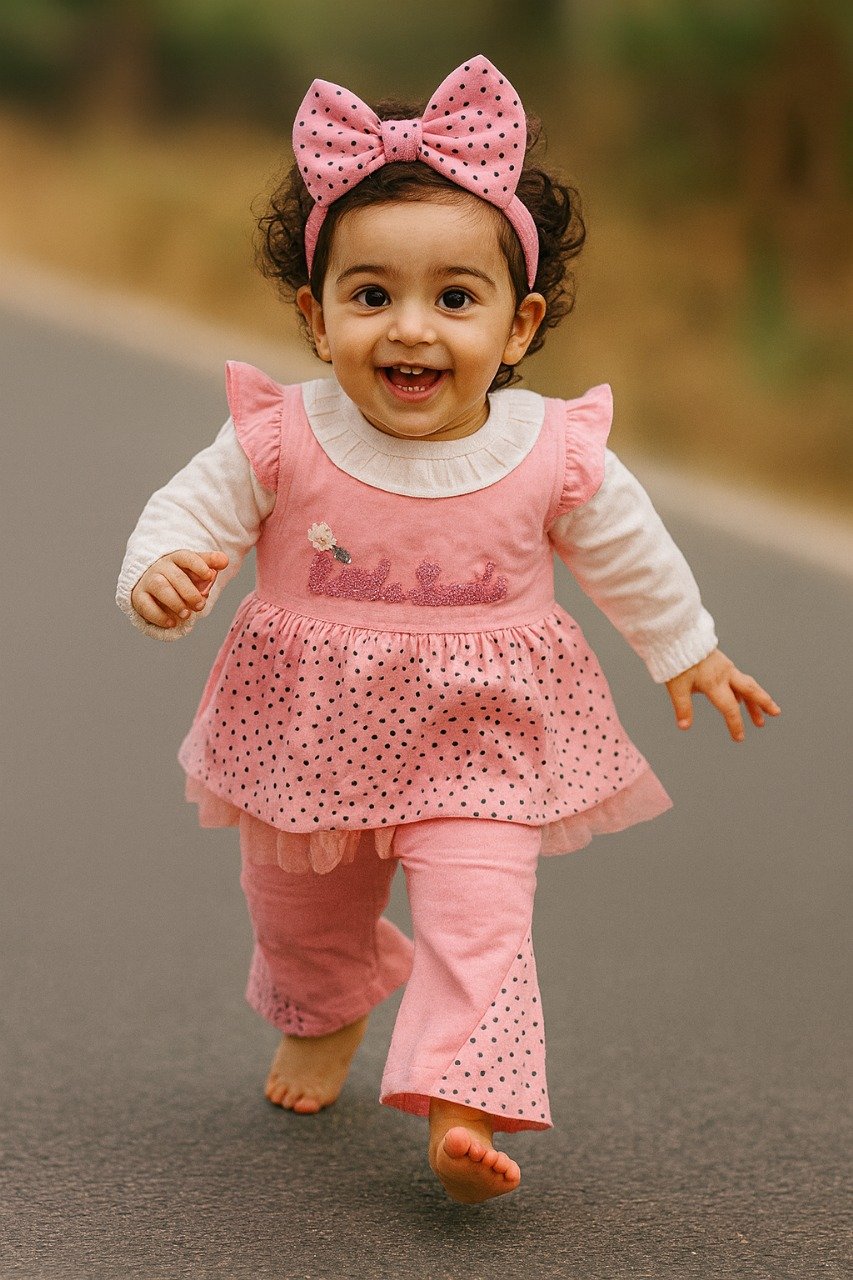 Baby girl Polka dot Elegant frock (3months-to-4years)