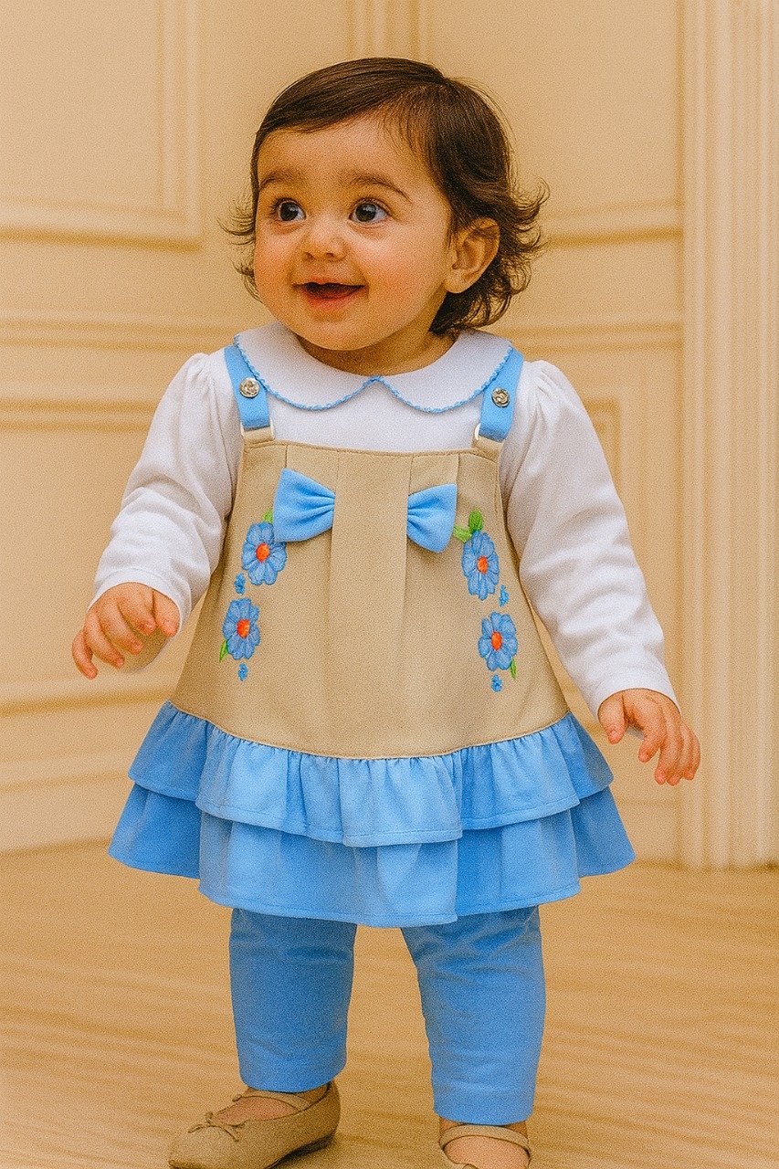 Baby girl 3pc elegant frock (3months-to-4years) - Image 2