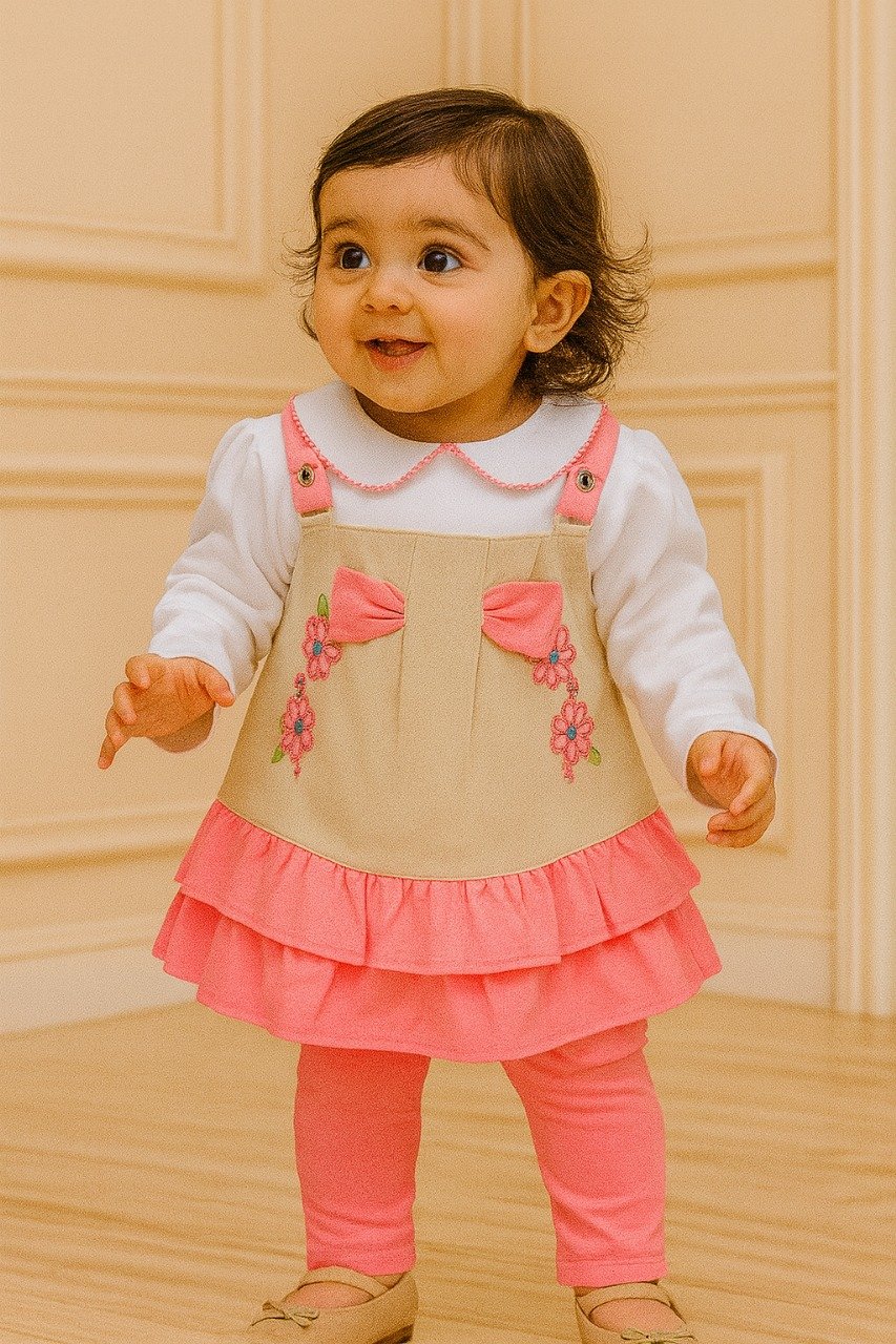 Baby girl 3pc elegant frock (3months-to-4years)