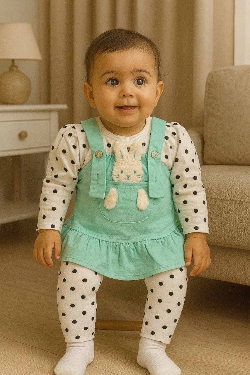 Baby girl 3pc polka dot inner frock (3months-to-9months) - Image 2