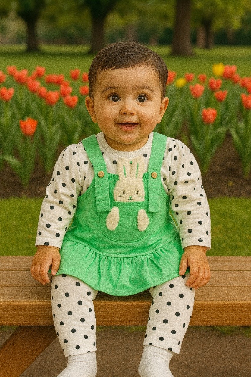 Baby girl 3pc polka dot inner frock (3months-to-9months) - Image 3