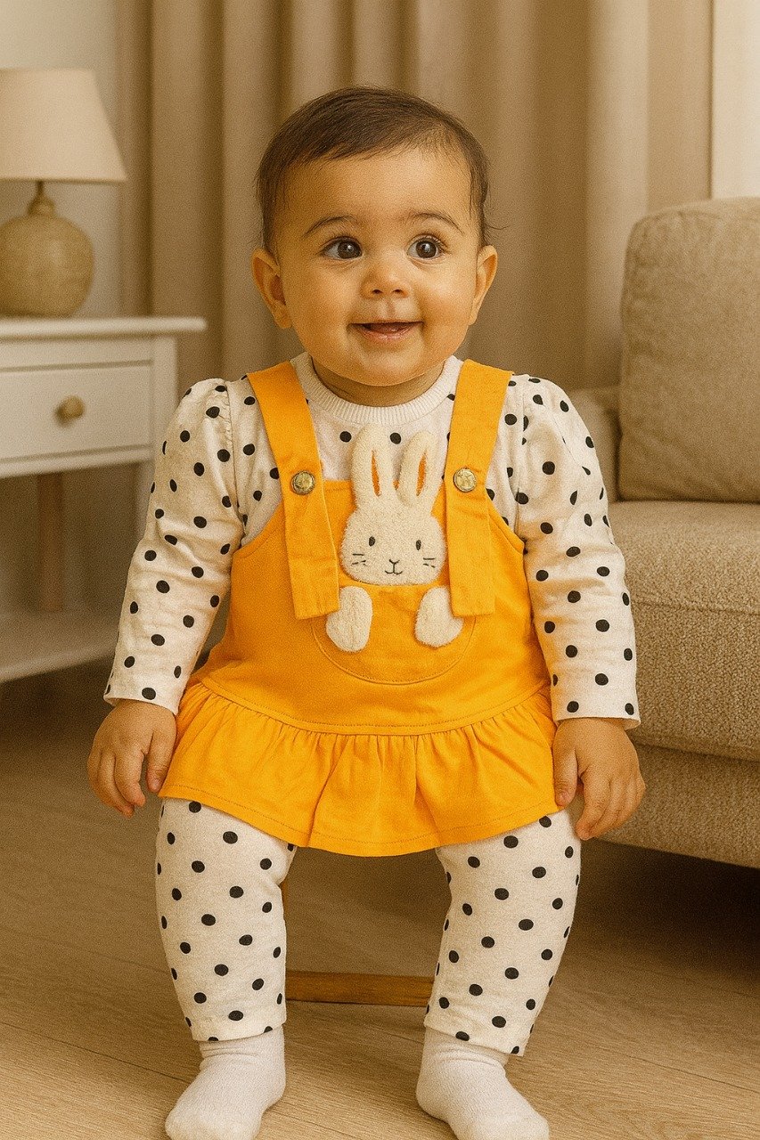 Baby girl 3pc polka dot inner frock (3months-to-9months) - Image 4