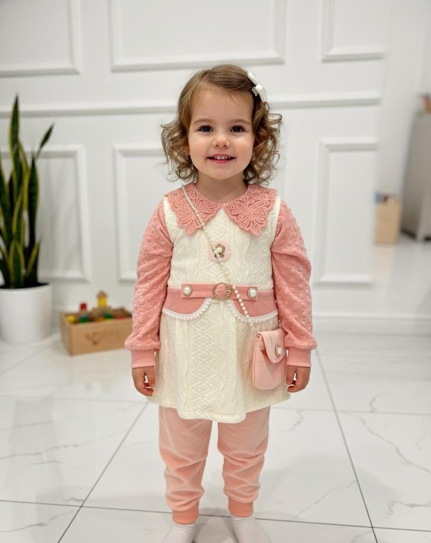 Winter frock dress with cute baby purse - Image 3