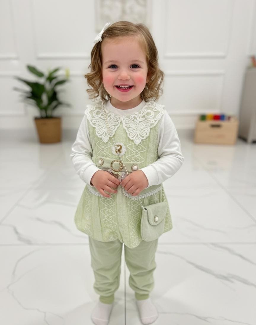 Winter frock dress with cute baby purse - Image 2