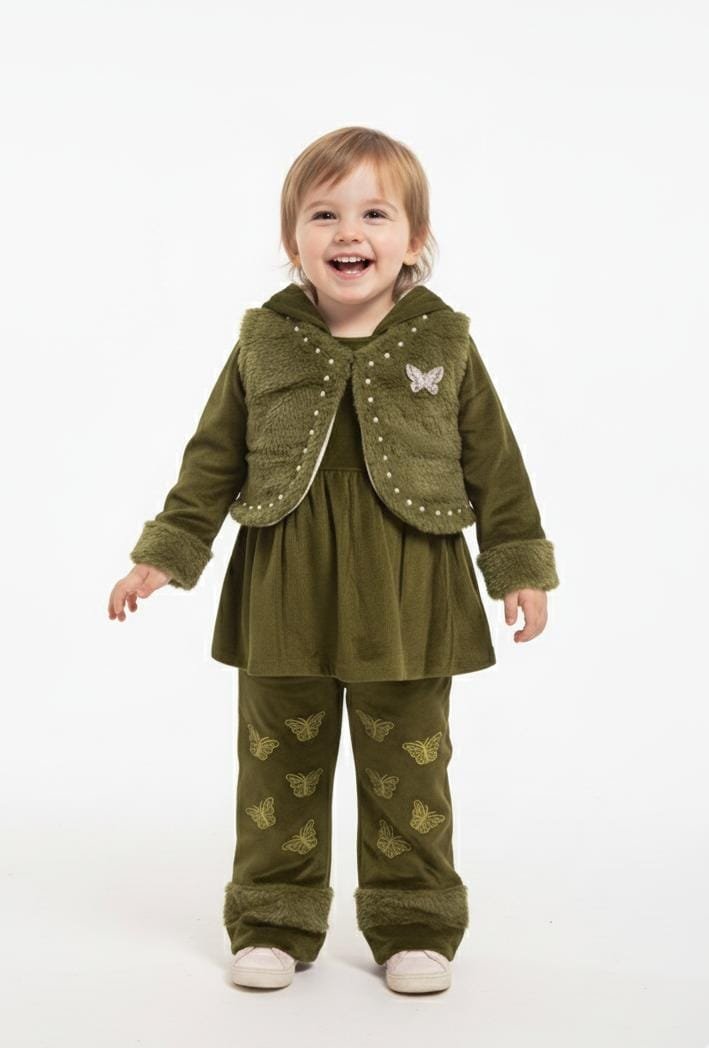 Velvet flurry upper dress with embroidered trouser (1-to-4 years)