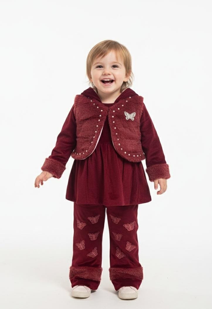 Velvet flurry upper dress with embroidered trouser (1-to-4 years) - Image 2