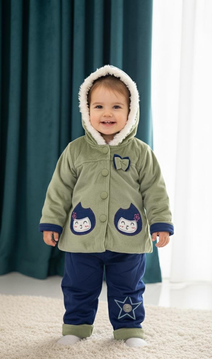 Velvet embroidered hooded dress - Image 3