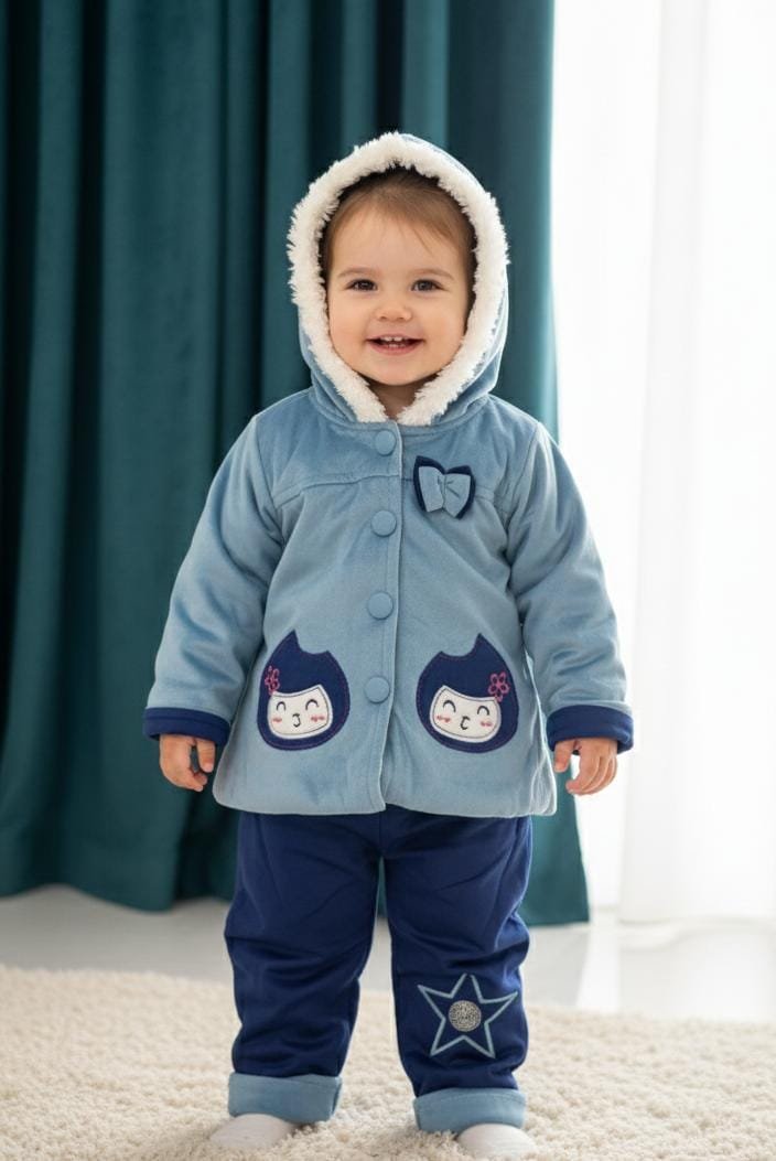 Velvet embroidered hooded dress - Image 4