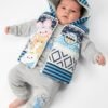 3-pc girls winter dress with puffer jacket (0-to-3 months)