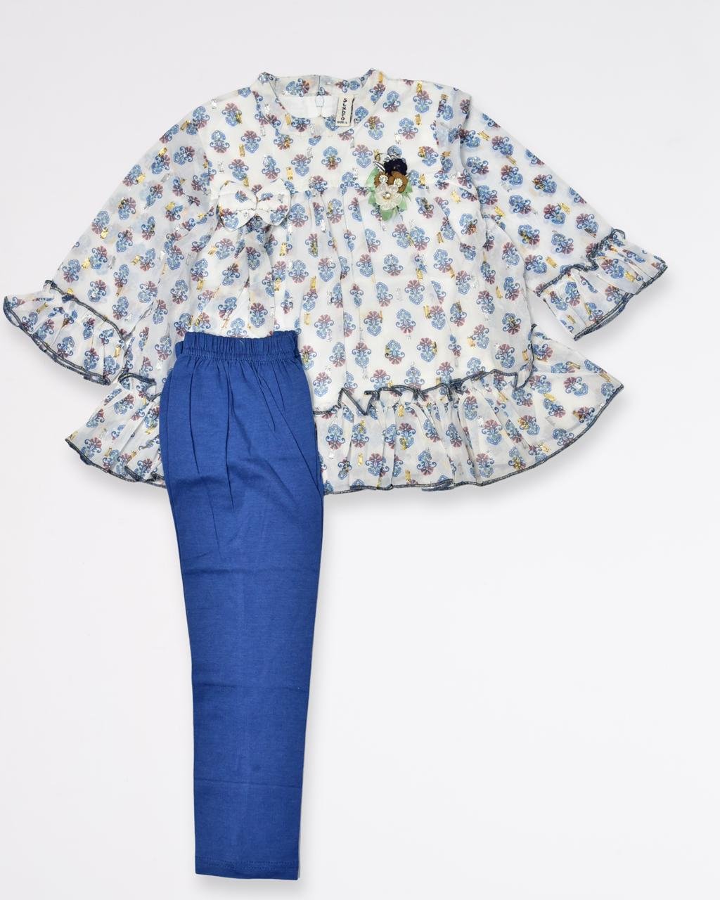 Printed Chiffon Frock with Trouser (1-to-4 year)